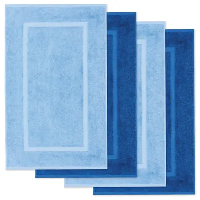 Produktbild von Lavea® 4er Set Badematte 50x80 cm, Badezimmerteppich 100% Baumwolle, 800 g/m², saugstark, waschbar, Badvorleger, Elena – Delphinblau & Royalblau