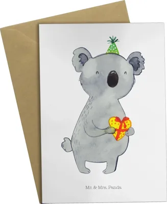 Produktbild von Mr. & Mrs. Panda Grußkarte Koala Geschenk - Weiß - Geburtstag, osterkarten, Grußkarten, einladungskarten, weihnachtskarten, Party, hochzeitskarten