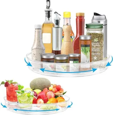 Produktbild von Famanu Drehbares Kräuterregal - Küchenorganizer mit 2 Stück - Rund 27 + 23 cm
