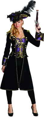 Produktbild von Mottoland Deluxe Piratenmantel, Maskenkostüm, Erwachsener, Weiblich, Pirat, Schwarz, Gold, Violett, Weiblich