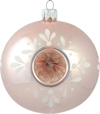 Produktbild von Glaskugel rosa mit weißen Blumen