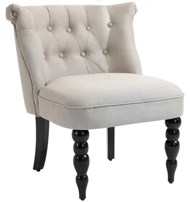 Productafbeelding van HOMCOM Relaxfauteuil, vintage design, comfortstoel, fauteuil met linnen bekleding en houten frame