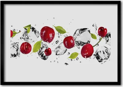 Produktbild von Bild - Bilderrahmen - 100 cm x 70 cm - MDF - Rahmen - Foto - Wandkunst Kirschen und Wasser
