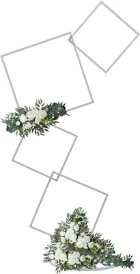 Produktbild von Hochzeitsbogen - Quadratischer Hintergrundständer - 4-lagig - Eisen - 55x55x10 cm - Für Tischdeko und Fotohintergrund - Weiß