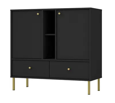 Produktbild von IROS 2 Kommode mit Schubladen – Graphitschwarz/Gold