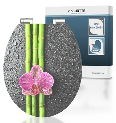 Produktbild von SCHÜTTE WC Sitz ASIA High Gloss mit MDF Holzkern, hochglänzender Toilettendeckel mit Absenkautomatik Motiv, Klobrille