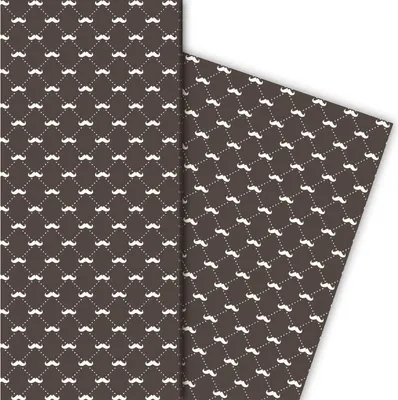 Produktbild von Elegantes Herren Moustache Geschenkpapier mit Schnurrbärten auf braun - G5125, 32 x 48cm