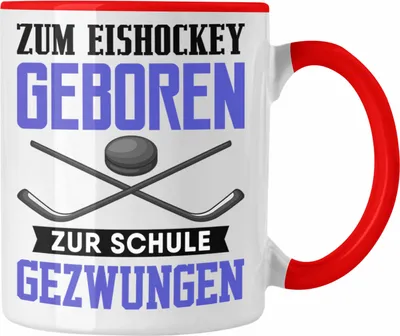 Produktbild von Trendation - Eishockey Tasse Geschenk Eishockey-Spieler Kinder Geschenkideen Zum Eishockey Geboren (Rot)