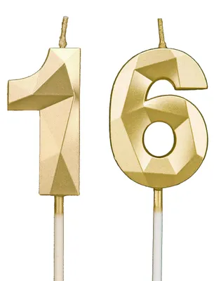 Productafbeelding van 16 Gouden Cijferkaarsen voor Verjaardagstaart Decoratie
