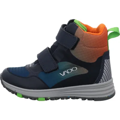 A single blue and orange Vado boot is shown from the side against a white background.