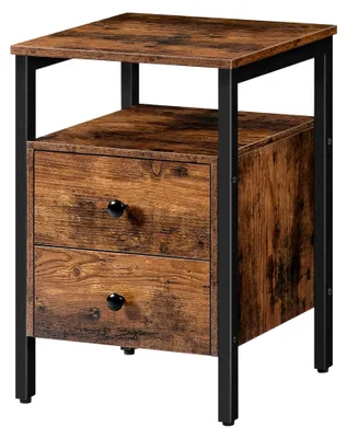Produktbild von Nachttisch mit 2 Schubladen, 40 x 40 x 61 cm, Vintage-Design, leicht montierbar