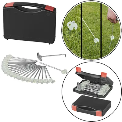 Produktbild von 20x Felsbodenhering Heringe 20cm Haken LEUCHTET Heringzieher Erdnägel Heringset