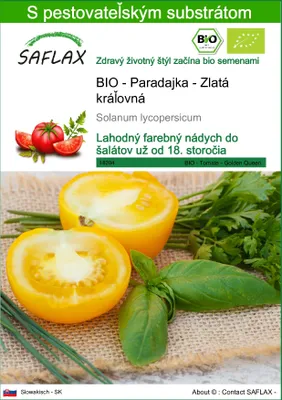 Obrázok produktu pre SAFLAX - BIO - Paradajka - Zlatá kráľovná - Solanum lycopersicum - 15 Semená - S pestovateľským substrátom bez klíčkov