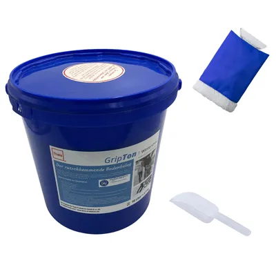 Produktbild von Winterstreu-Bundle - Natürliches, Salzfreies Streugut für Gehwege und Straßen, Umweltfreundlich und Wiederverwendbar inkl. Eiskratzer und Schaufel 10L