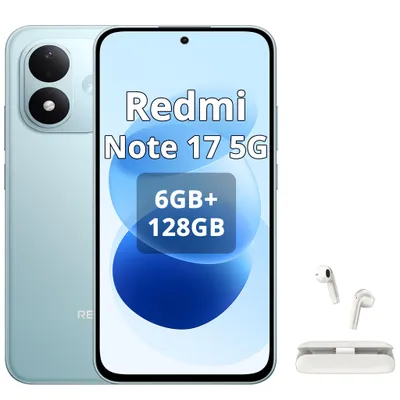 Obrázok produktu pre Xiaomi REDMI Note 17 5G, smartfón, 7700 mAh, 6G / 128 GB, modrá (s Bluetooth slúchadlami), Obrázok generovaný UI