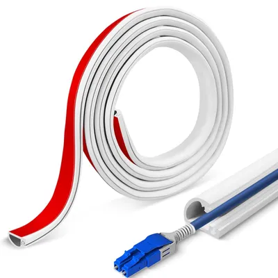 Produktbild von Selbstklebende Kabelkanal 6 m - Flexibler PVC Kabelschutz in Weiß