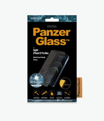 Obrázek produktu pro PanzerGlass ® Privacy Screen Protector iPhone 12 Pro Max | Edge-to-Edge, Apple, Apple - iPhone 12 Pro Max, Aplikace nasucho, Odolné proti poškrábání, Odolný proti nárazům, Antibakteriální, Průhledná, 1 kusů