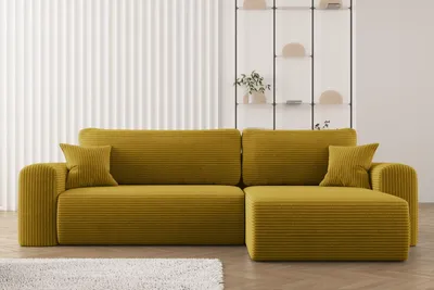 Produktbild von Kaiser Möbel Ecksofa mit Schlaffunktion L-förmiges Sofa Capri Stoff Poso Gelb Rechts