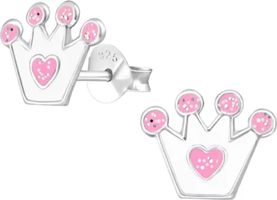 Produktbild von Kinderohrstecker: Mädchen Ohrringe Silber „Glitzer Krone“