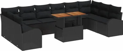 Immagine prodotto di vidaXL Set da giardino con divano, 11 pezzi, colore nero