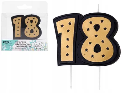 Immagine prodotto di Candela di compleanno diciotto oro