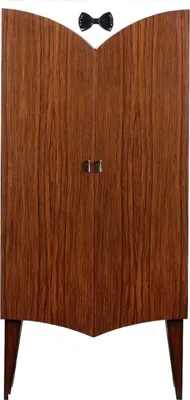 Produktbild von Casa Padrino Luxus Art Deco Barschrank Braun / Weiß / Schwarz 80 x 45 x H. 170 cm - Massivholz Weinschrank - Bar Möbel - Hotel Möbel - Luxus Qualität