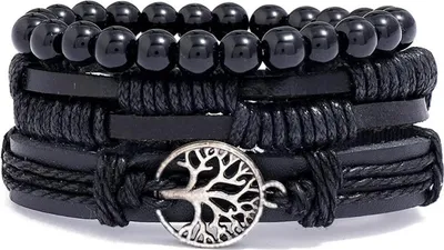 Obrázok produktu pre Pánske náramky Silver Tree of Life - Elegantný čierny dizajn KP33179