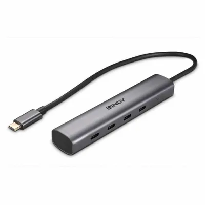 Produktbild von Lindy 43384, USB Typ-C, USB 3.2 Gen 2 (3.1 Gen 2) Type-C, 10000 Mbit/s, Grau, Aluminium, Kunststoff, 0,255 m