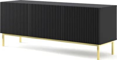 Produktbild von FURNLUX Fernsehtisch Ravenna B Schwarz Und Gold 150cm / Hauptfarbe: Schwarz / Abmessungen: 150 x 58 x 42 cm