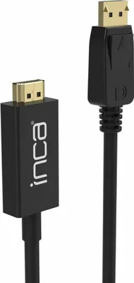Image de Connexion haute définition Inca : 1,8m de câble DisplayPort vers HDMI pour résolution 4K (30 Hz), noir