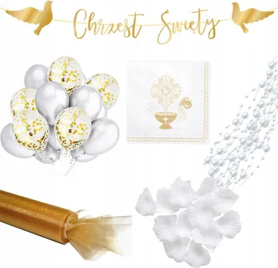 Immagine prodotto di Set per battesimo: palloncini, ghirlanda, organza, tovaglioli