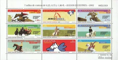 Produktbild von Briefmarken Spanien 2002 Mi 3743-3749 Kleinbogen (kompl.Ausg.) postfrisch WM im Pferdesport