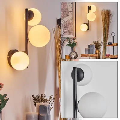 Produktbild von Isorella Wandlampe aus Metall/Glas in Schwarz/Weiß/Milchglas
