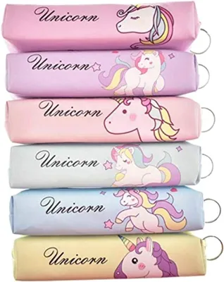 Productafbeelding van Pennentasje, roze, met eenhoornmotief, 19 x 4 x 4 cm, geschikt voor school en kantoor