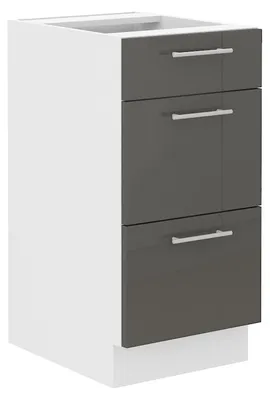 Produktbild von Unterschrank 40 Lara Grau Hochglanz Küchenzeile Küchenblock Küche Soft-Close