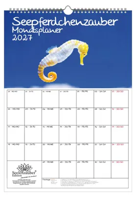 Produktbild von Seepferdchenzauber Planer DIN A3 Kalender für 2027 Unterwasser - Geschenkset Inhalt: 1x Kalender, 1x Weihnachtsanhänger (insgesamt 2 Teile)