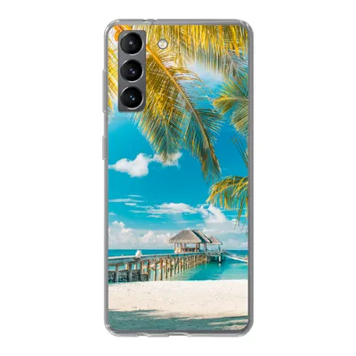 Produktbild von MuchoWow® Handyhülle Schutzhülle Hülle für Samsung Galaxy S21 Tropisch - Strand - Palme Silikon Softcase Handy Hülle - Softcase