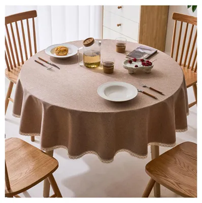 Runde Tischdecke aus Polyester, 140 cm, braun