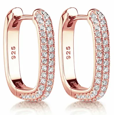 Produktbild von MATERIA by Matthias Wagner Creolen eckig Rosegold mit Zirkonia SO-482-Rosegold