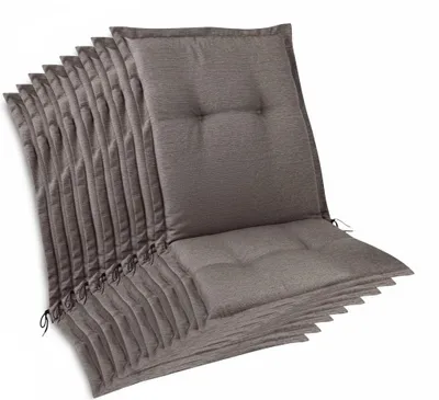 Image de Beautissu, lot de 8 coussins d'assise haut de gamme pour chaises de jardin à dossier bas, 105 x 50 x 7 cm, taupe