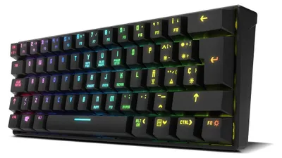 Produktbild von Krom Kluster, Mini, Verkabelt & Kabellos, USB + Bluetooth, Mechanischer Switch, RGB-LED, Schwarz