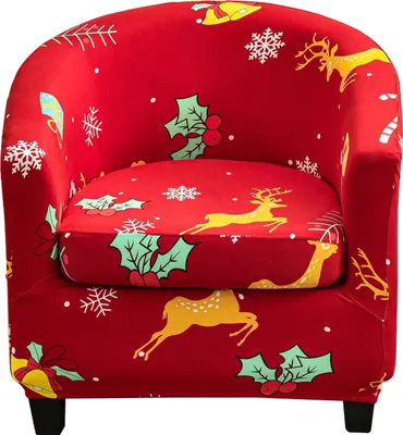 Obrázek produktu pro 2 kusy potahu na židle Club Chair Covers, Stretch Printed Chair Cover s odděleným potahem na sedák, kryt na pohovku (Red Deer)