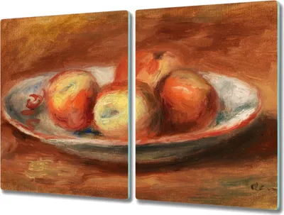 Produktbild von Coloray Kochplattenabdeckung Herdabdeckplatte 2x40x52 cm Hackbrett Schneidebrett Küchenbrett - Eine Platte von Obst Äpfel