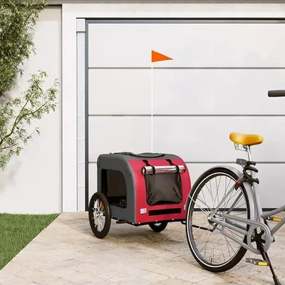 Produktbild von Fahrradanhänger Hundefahrradanhänger Fahrradanhänger für Hunde Haustier Lastenanhänger Fahrrad Anhänger Transportanhänger Tragkraft 45 kg Rot 125x64x66 cm