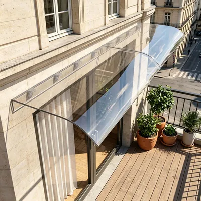Produktbild von 2tlg. Set Vordach für Haustür Überdachung Haustürvordach Haustürdach Pultvordach Bogenvordach Türdach Polycarbonat-Vordach UV-Schutz 40x100cm