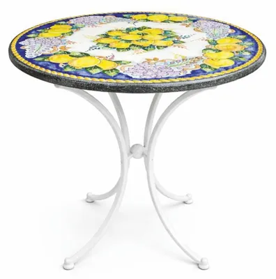 Immagine prodotto di Casa Padrino Tavolo da giardino in stile Art Nouveau, multicolore / bianco, Ø 70 cm -  Italy
