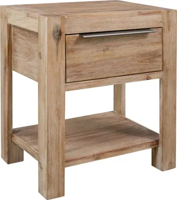 Productafbeelding van Nachtkastje van acaciahout met lade, afmetingen 30x40x48 cm