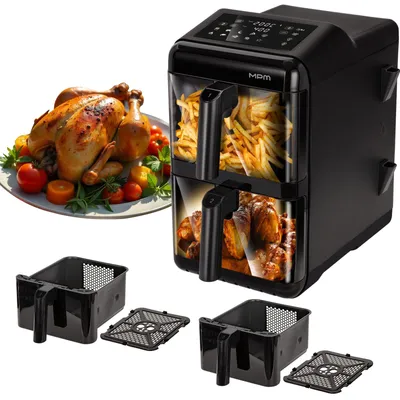 Produktbild von Große Heißluftfritteuse mit 12 Litern Fassungsvermögen, Doppelkammer, Schüttel-Erinnerung, Sync & Dual-Cook Funktion MPM MFR-13