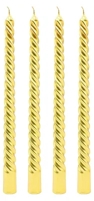 Productafbeelding van Set van 4 gouden spiralkerzen, 2 cm x 20 cm, voor decoratie en verlichting