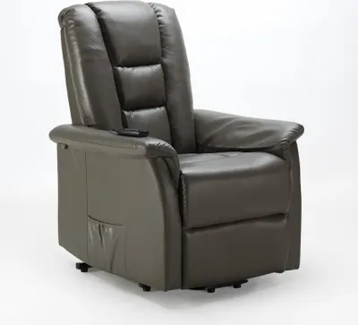 Image de Fauteuil de télévision Fauteuil relax électrique en similicuir avec releveur Joanna Fix - Gris